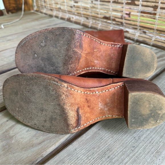 SOLD Frye Sabrina Campus Boots women’s 8 saddle brown tan leather pull on tall - Picture 7 of 13